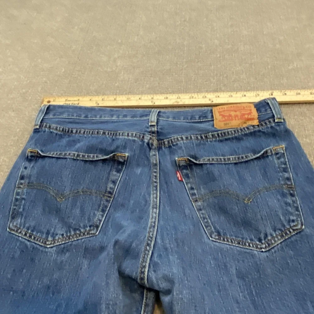 Levis 501 Bermuda Shorts Mens 36 Blue Denim Distressed Frayed Hem 11